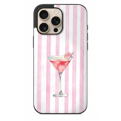 Pembe Çizgili Kokteyl Desenli Telefon Kılıfı (SV66)