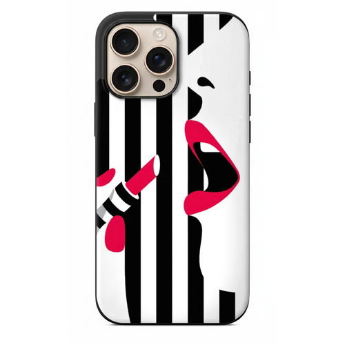 Minimalist Pop Art Kırmızı Dudak Ve Ruj Desenli Telefon Kılıfı (WV149)