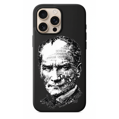 Atatürk Portreli Tipografi Tasarım Telefon Kılıfı (LC14)