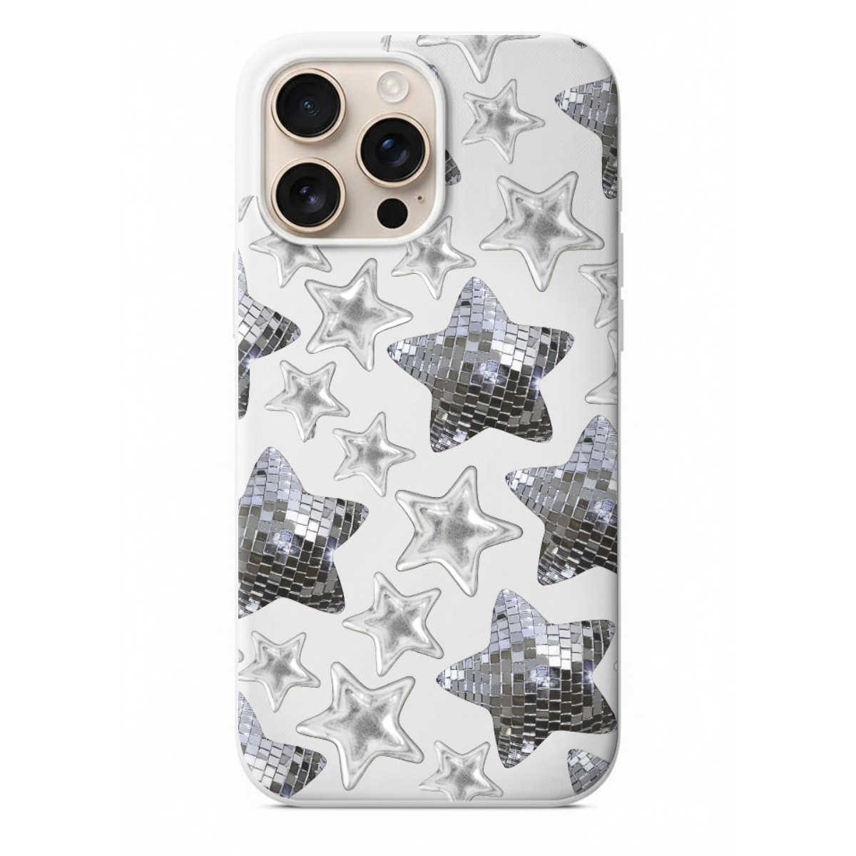 Gümüş Disko Yılldızlı Telefon Kılıfı (WV73)