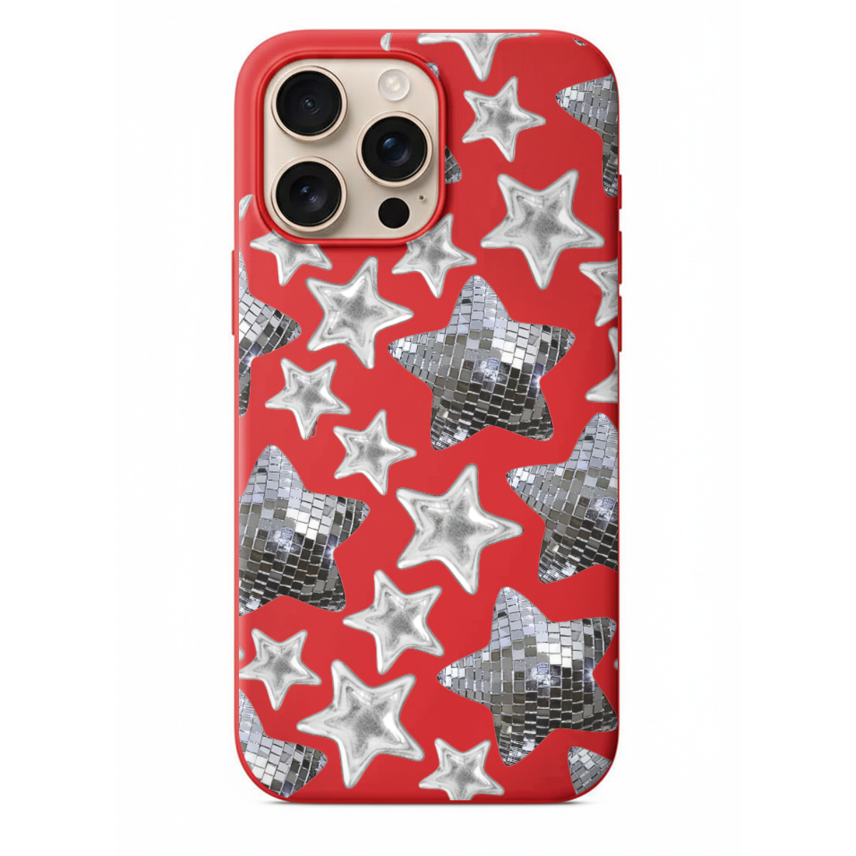 Gümüş Disko Yılldızlı Telefon Kılıfı (WV73)