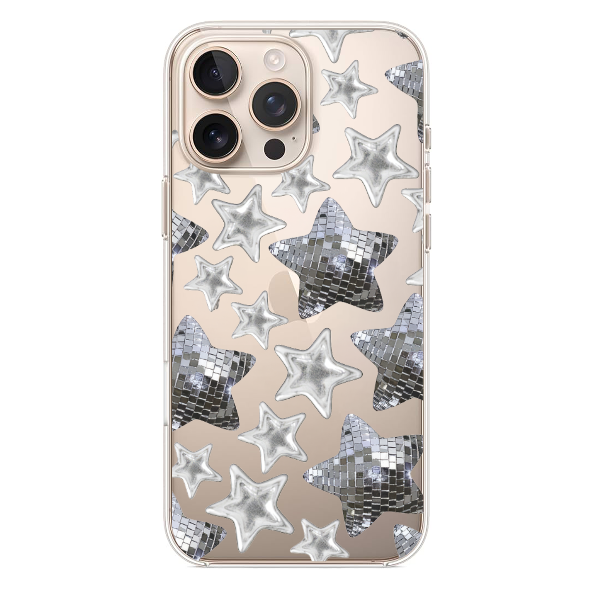 Gümüş Disko Yılldızlı Telefon Kılıfı (WV73)