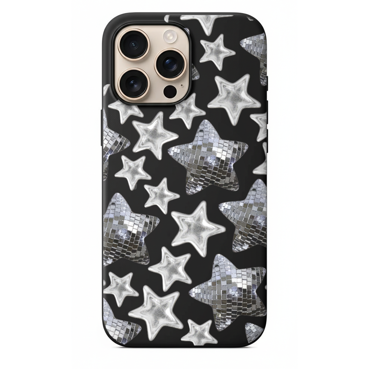 Gümüş Disko Yılldızlı Telefon Kılıfı (WV73)