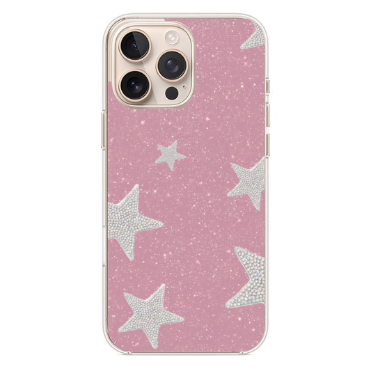 Pembe zemin Gümüş yıldızlı Telefon Kılıfı (WV65)