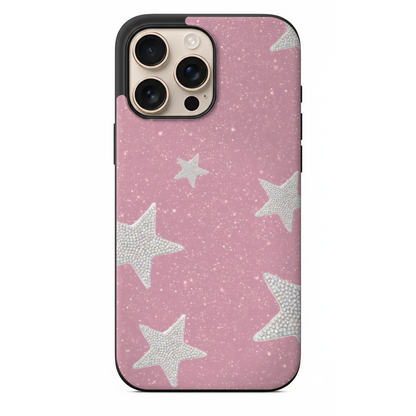 Pembe zemin Gümüş yıldızlı Telefon Kılıfı (WV65)