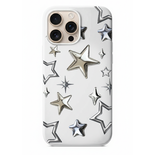 Gümüş Disko Yılldızlı Telefon Kılıfı (WV73)