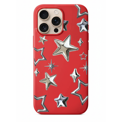 Gümüş Disko Yılldızlı Telefon Kılıfı (WV73)