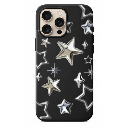Gümüş Disko Yılldızlı Telefon Kılıfı (WV73)