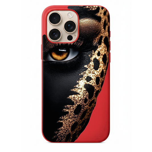 Golden Gaze Serisi Sanatsal Bakış ve Altın Parıltılı Leopar Makyajlı Tasarım Kılıf (WV18)