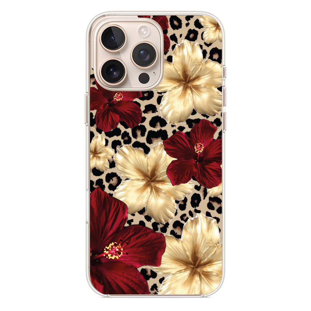 Luxe Wild Serisi İkonik Hayvan Desenli ve Altın Işıltılı Floral Tasarımlı kılıf (WV15)