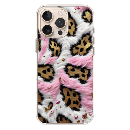 Pembe Detaylı ve Altın Leopar Desenli Telefon Kılıfı (SV11)