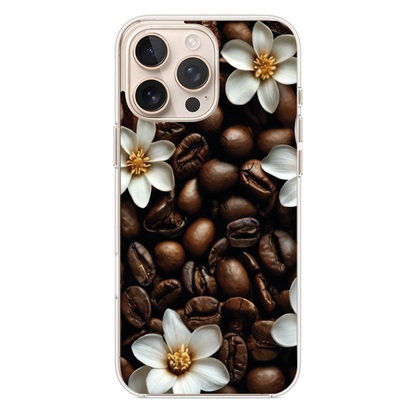 Coffee & Flower Serisi Kahve Çekirdeği ve Çiçek Temalı Doğal Tasarım Kılıf (WV12)