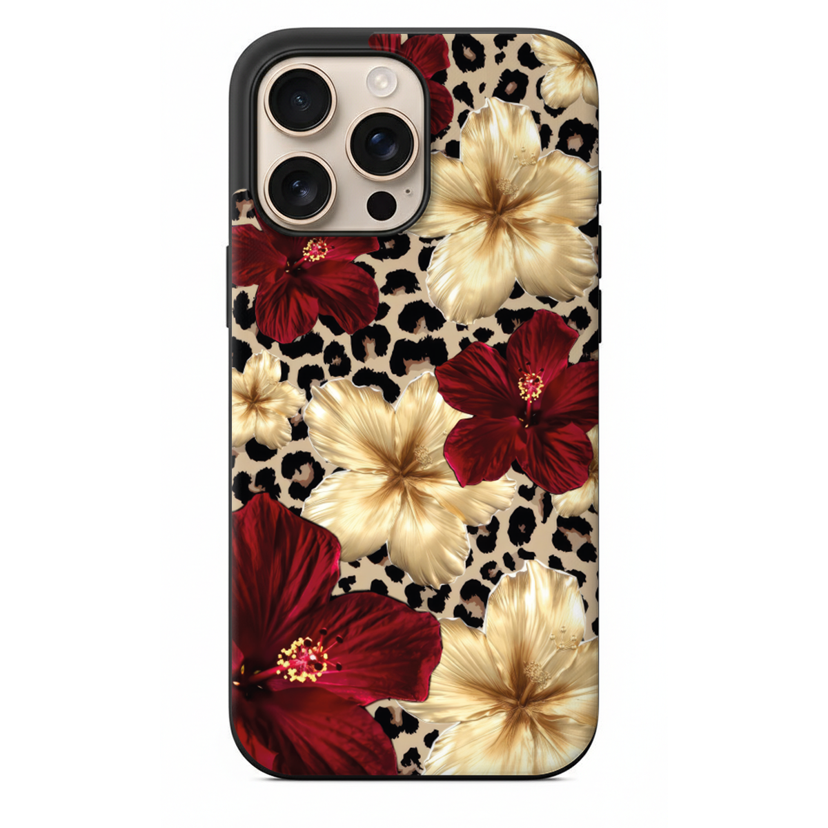 Luxe Wild Serisi İkonik Hayvan Desenli ve Altın Işıltılı Floral Tasarımlı kılıf (WV15)