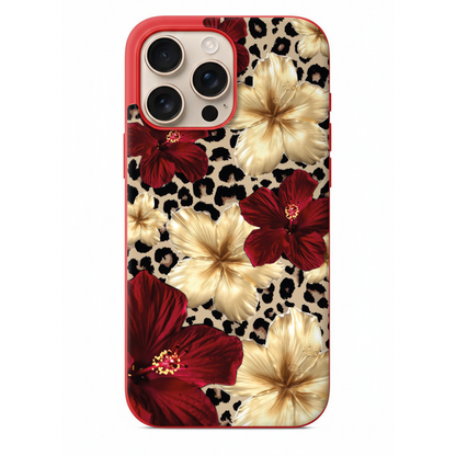 Luxe Wild Serisi İkonik Hayvan Desenli ve Altın Işıltılı Floral Tasarımlı kılıf (WV15)