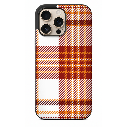 Modern Kırmızı-Turuncu Ekose ve Çizgili Desenli Telefon Kılıfı(SV32)
