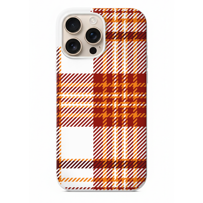 Modern Kırmızı-Turuncu Ekose ve Çizgili Desenli Telefon Kılıfı(SV32)