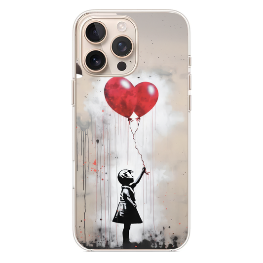Kırmızı Kalp Balonlu Kız Telefon Kılıfı (PV01)
